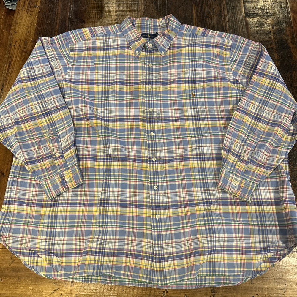 Polo Ralph Lauren Plaid Shirt Mens 4XB Button Up Long Sleeve Pony